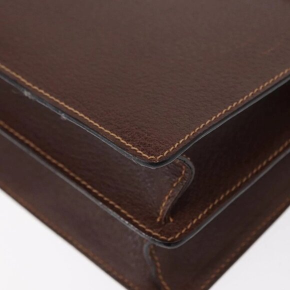 GUCCI Shoulder Bag Leather Gold Brown Auth 155188 - Picture 3 of 16